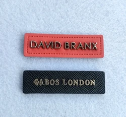 Custom Clothes Handbag Small Strip Leather Label Metal Alphabet Label Badge