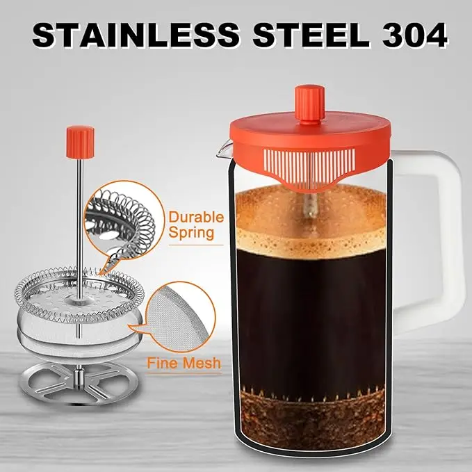 New French press pot household French filter press pot glass tea maker hand pressure filter cup brewing cold brew coffee pot