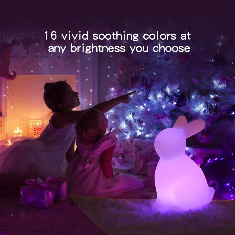 BSCI Manufacturer OEM RGB Remote Color Changing Cordless Rechargeable Huggable Cute Bunny Smart LED Night Light Table Lamp