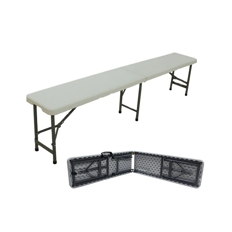 6FT White Plastic Fold in half Bench Outdoor Garden Portable Benches