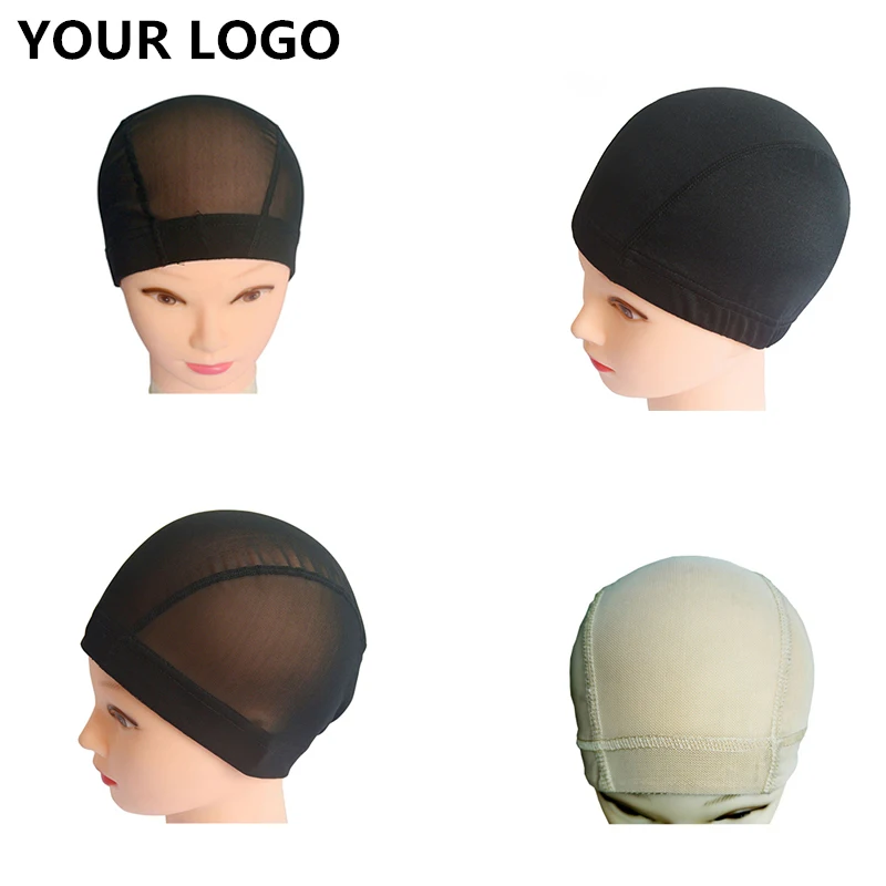 Custom Logo Private BrandElasticity Breathable Transparent Black/beige Mesh Weaving Dome Wig Caps For Making Wigs