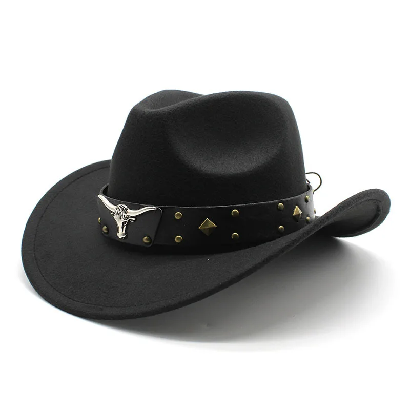 2024 new design cowboy western hat with belt decoration wholesale fashion felt cowboy hats for men