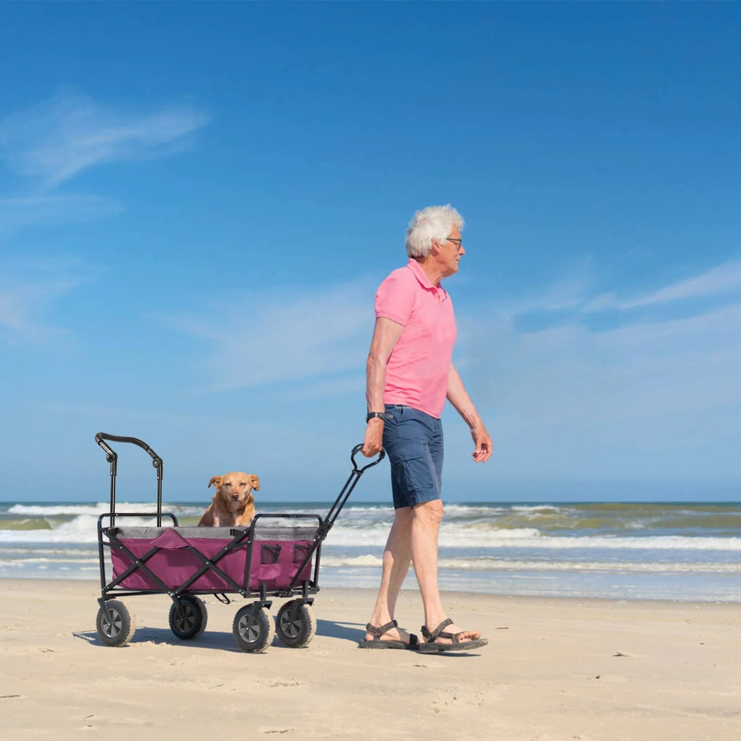 Folding Wagon Beach Hand Cart garden folding carry trolley foldable camping beach