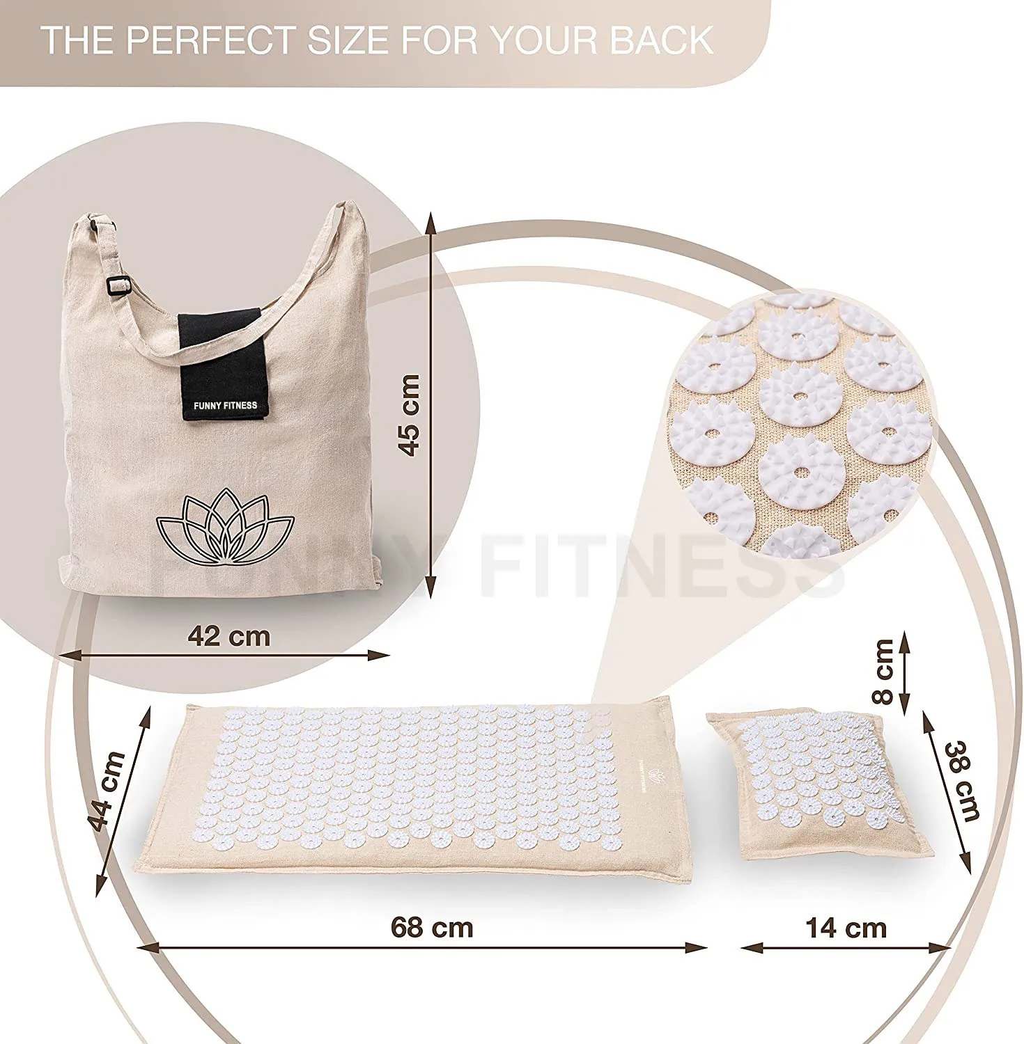 Eco-friendly Coconut Natural Fiber Acupressure Massage Mat With Buckwheat Pillow