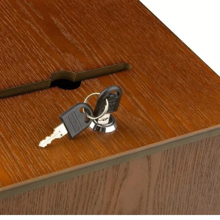 Factory Direct Sale Handmade Locking Hinged Lid Oak Wood Suggestion wooden box