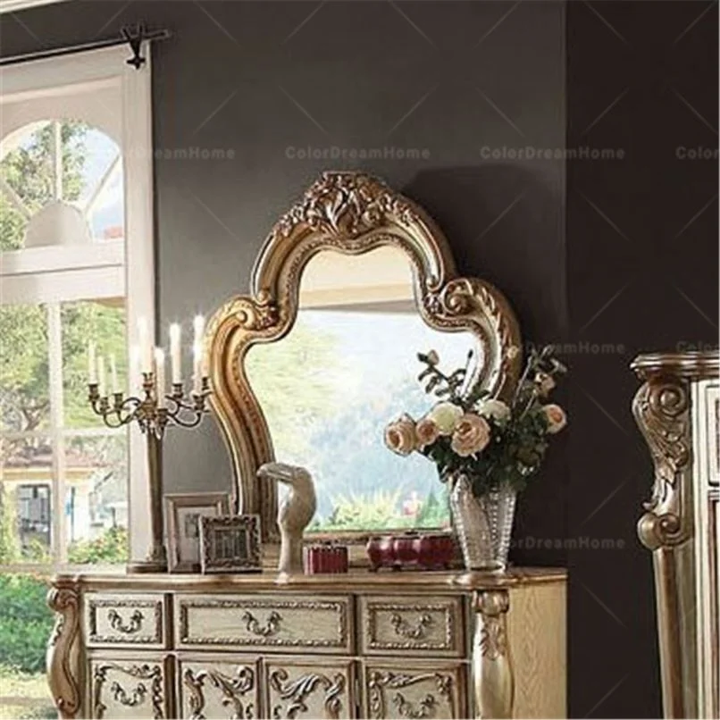 Luxury Bed Room Furniture Bedroom Set Antique Style Palace Princess Bed Bench