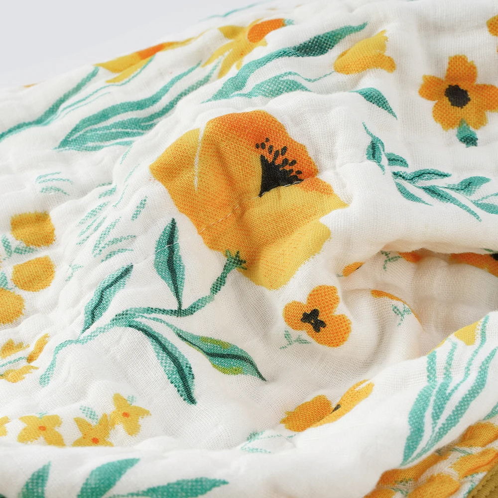 New Stylish Organic Bamboo Fiber Baby Blanket Bamboo Textile Baby Muslin Multi-layer Blankets For Sale