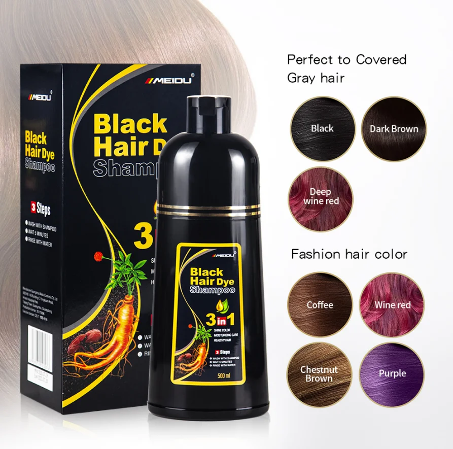 China MEIDU brand dye black magic hair color shampoo