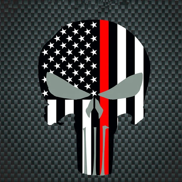 10*15 CMRed Blue Line Punish Decal Thin Red Line Vintage American Flag Punisher Car Sticker