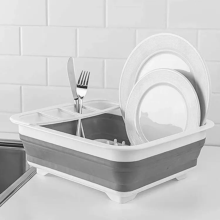 Collapsible Dish Drainer Foldable Drying Rack Portable Dinnerware Colander Collapsible Storage Holders & Racks Customized Logo