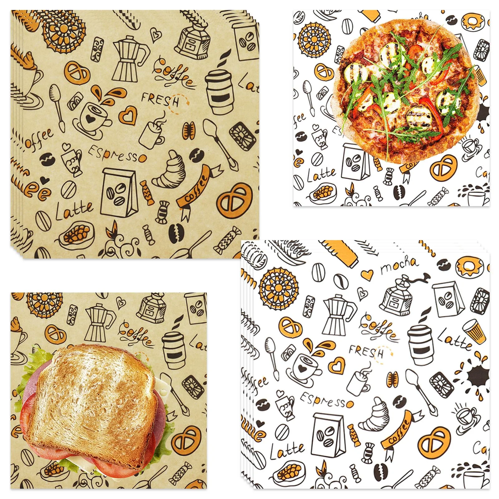 Custom logo printing food-grade Deli packaging sheets grease resistant bake hamburger Wrap Greaseproof Paper for BBQ