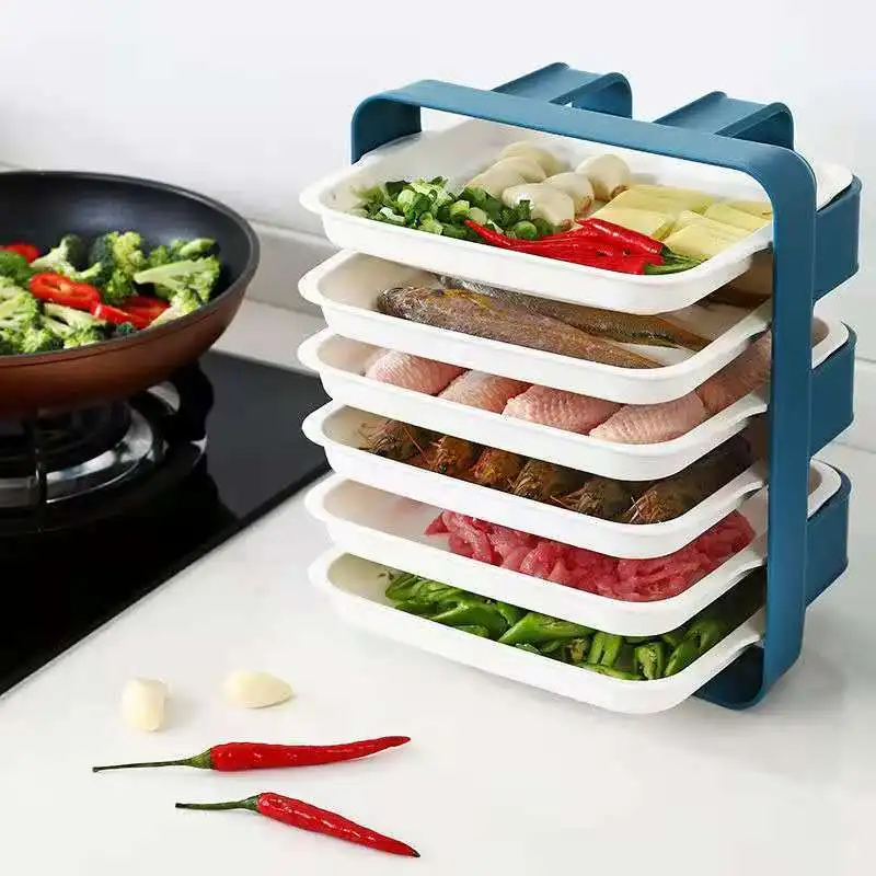 Kitchen Multi-Layers Hot Pot Side Dish Storage Rack Wall-Mounted