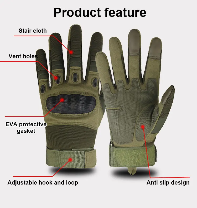 Black Waterproof Hard Knuckle Hand Protection Camouflage Heavy Duty Tactical Gloves