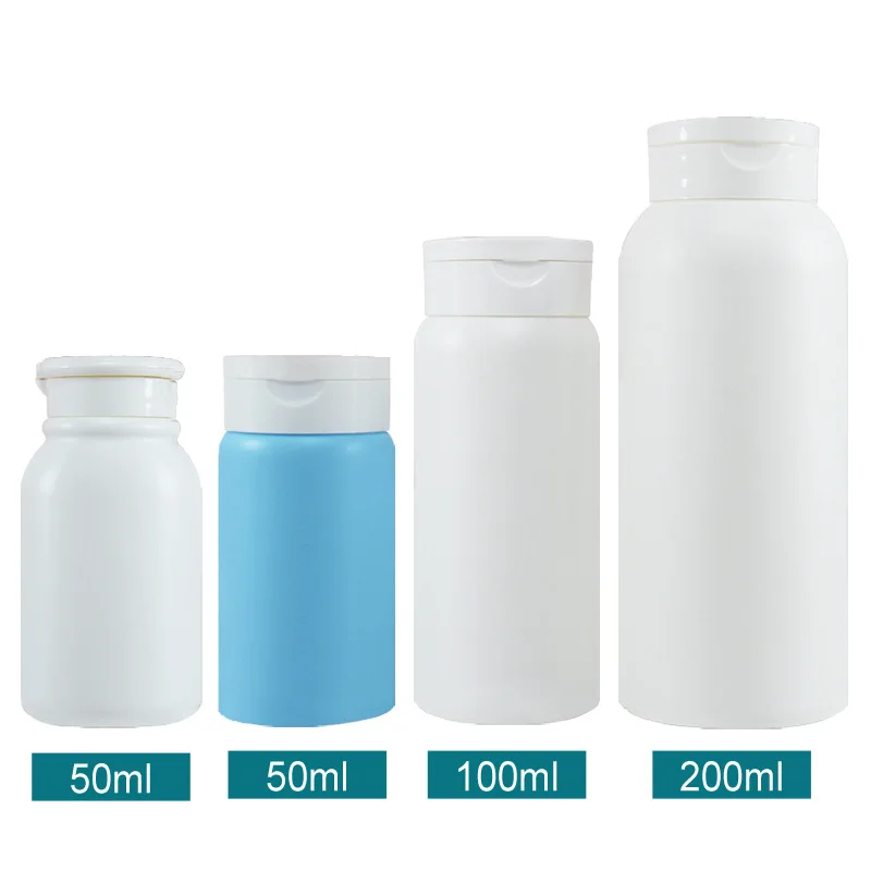 Flip Top Cap 40g 100g 200ml PE plastic baby talcum powder bottle with cap for body loose powder bottle