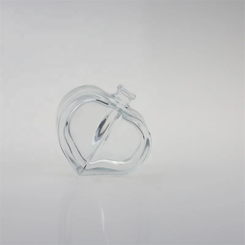50ml heart shape clear glass perfume bottle luxury glass bottle with heart shape cap