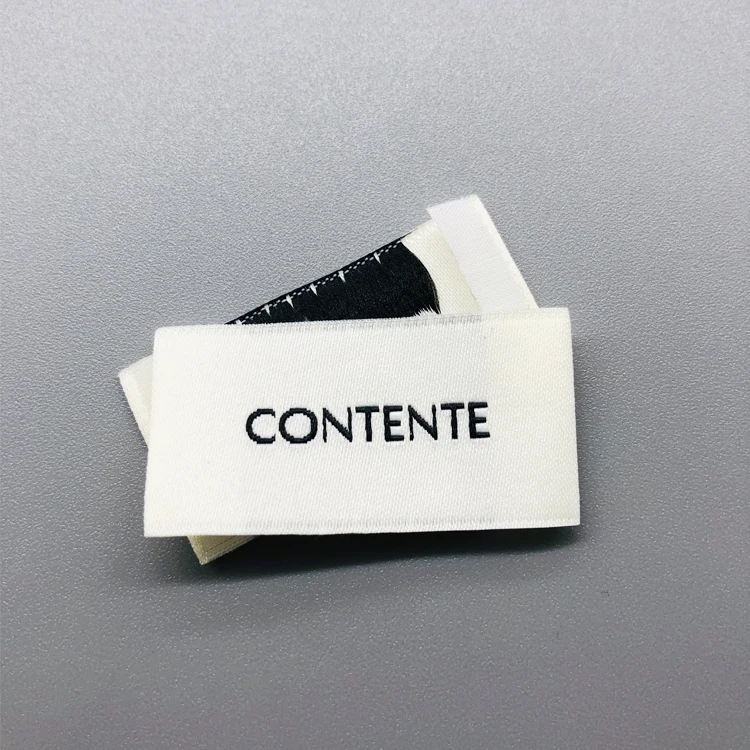 High Density Custom Trademark End Fold Neck Tags Machine Woven Labels for Lady Garments