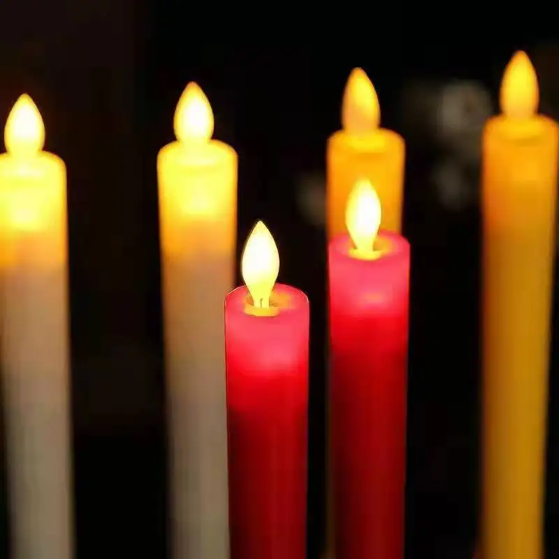 Flameless Taper Wedding Decoration Battery Operated Dinner Wedding Brass Golden Taper decorative Steel Metal led candle light