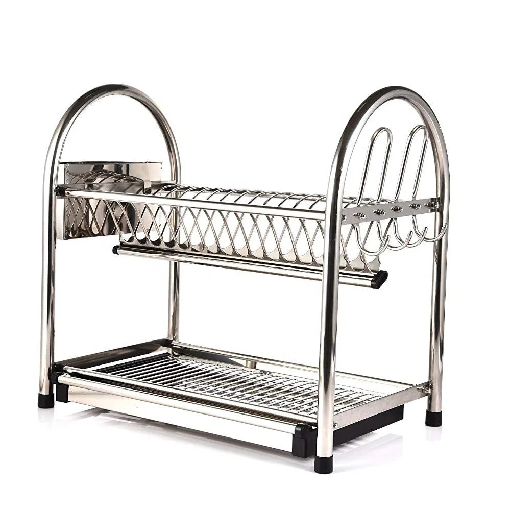 
Factory Price Tableware Use stainless steel kitchen storage standing dish drying rack plate organizer 