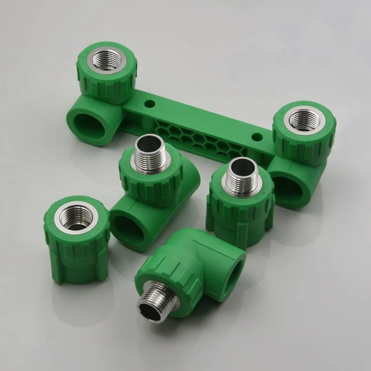 Green Plastic Joint Thickened 45 90 Degree PPR Pipe Price List Elbow Tee Gray Hot Melt Pipe PPR Pipe Fittings