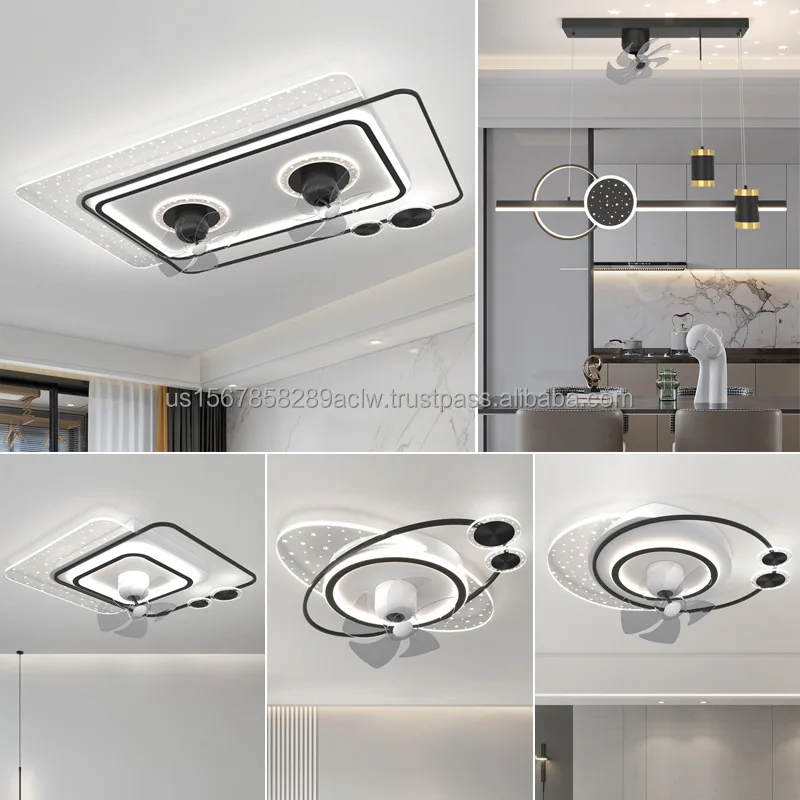 Living room bedroom table fan light three-color light source, lights with fans, six speed adjustment wind speed