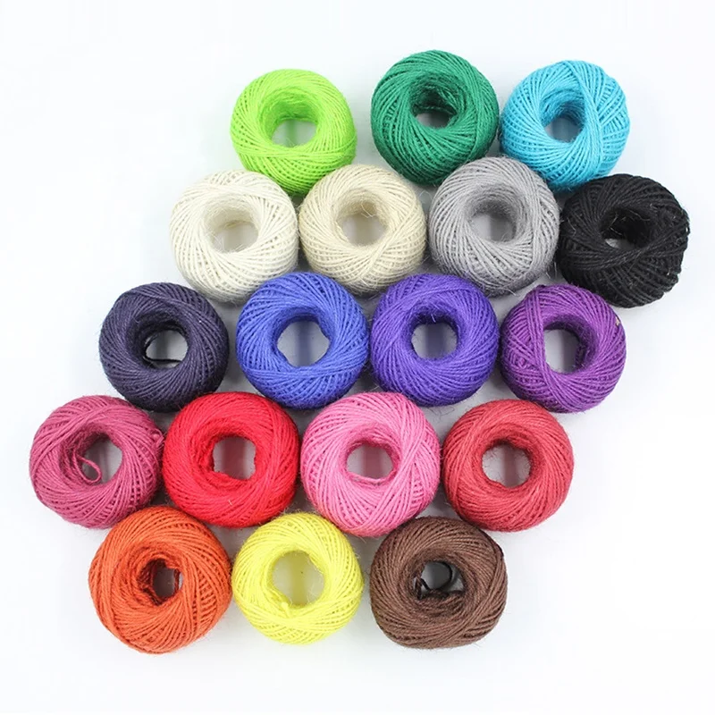 3 Strand Twisted 1.5mm Thick Colorful Jute Rope Hemp Craft Rope Diy Crafts Cord Hand Woven Rope for Necklace Bracelet Jewelry