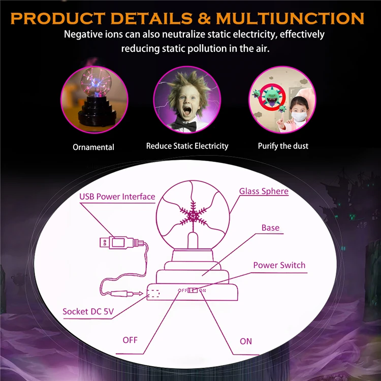 Creative Magic Plasma Ball Touch Sensitive Gift Lamp Light