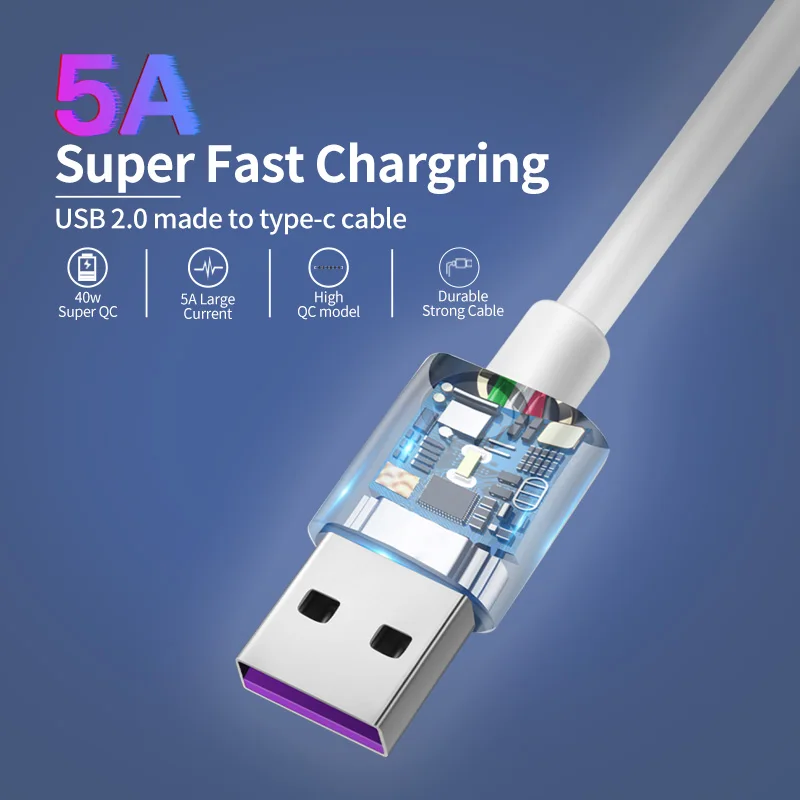 Wholesale Type-C USB Connector 5A Data Charging Cable 40W Power Cable