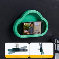 2022 New Wall Mounted Shelf Shower Small Bathroom Kitchen Cabinet Waterproof Anti Slip Fog Touchscreen Phone Case Holder