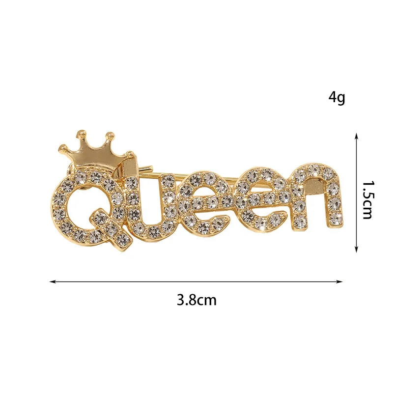 Jachon Wholesales Shining Elegant Overcoat Brooch Pin Crystal Rhinestone Crown Letters Brooches Women Clothing Accessories