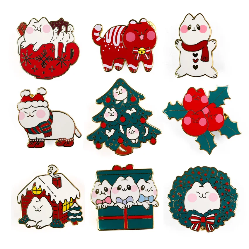 Wholesale custom hat pins brooch lapel pin metal logo christmas enamel pins badge
