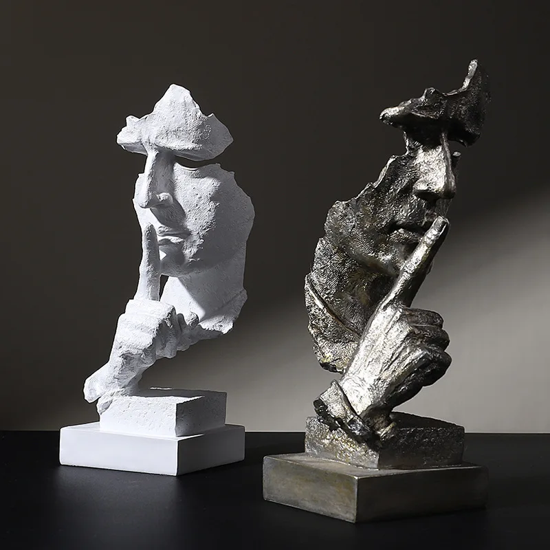 Новая тишина-это Золотая фигурка, абстрактные поделки, креативная Скандинавская скульптура, украшение, Ретро Декор для офиса, гостиной