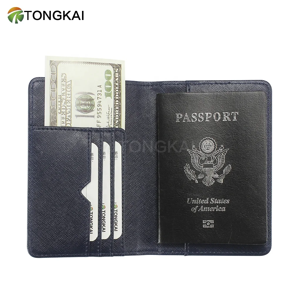 Wholesale Personalized Custom USA Embossed Rfid Blocking Faux PU Leather Double Travel Passport  Holder Cover for Women & Men