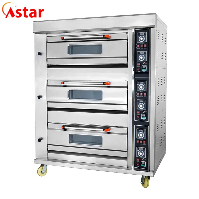 Commercial baking oven 3 deck 12 trays bread baking ovens  bakery equipment gas deck oven for bread