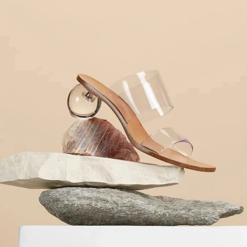 2022 Unique Style Kitten New Trendy 6CM High Crystal Transparent Shoes Low Clear Heels for Women