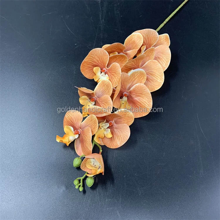 QSLH-W215 High Quality 9 Heads Artificial Phalaenopsis Butterfly Orchid Real Touch Orchids Latex Decorative Flower