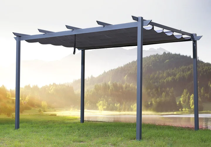 100% Waterproof Pergola Leisure Garden Motorized Louvered Roof Aluminium Gazebo Outdoor Aluminum Pergola Parts