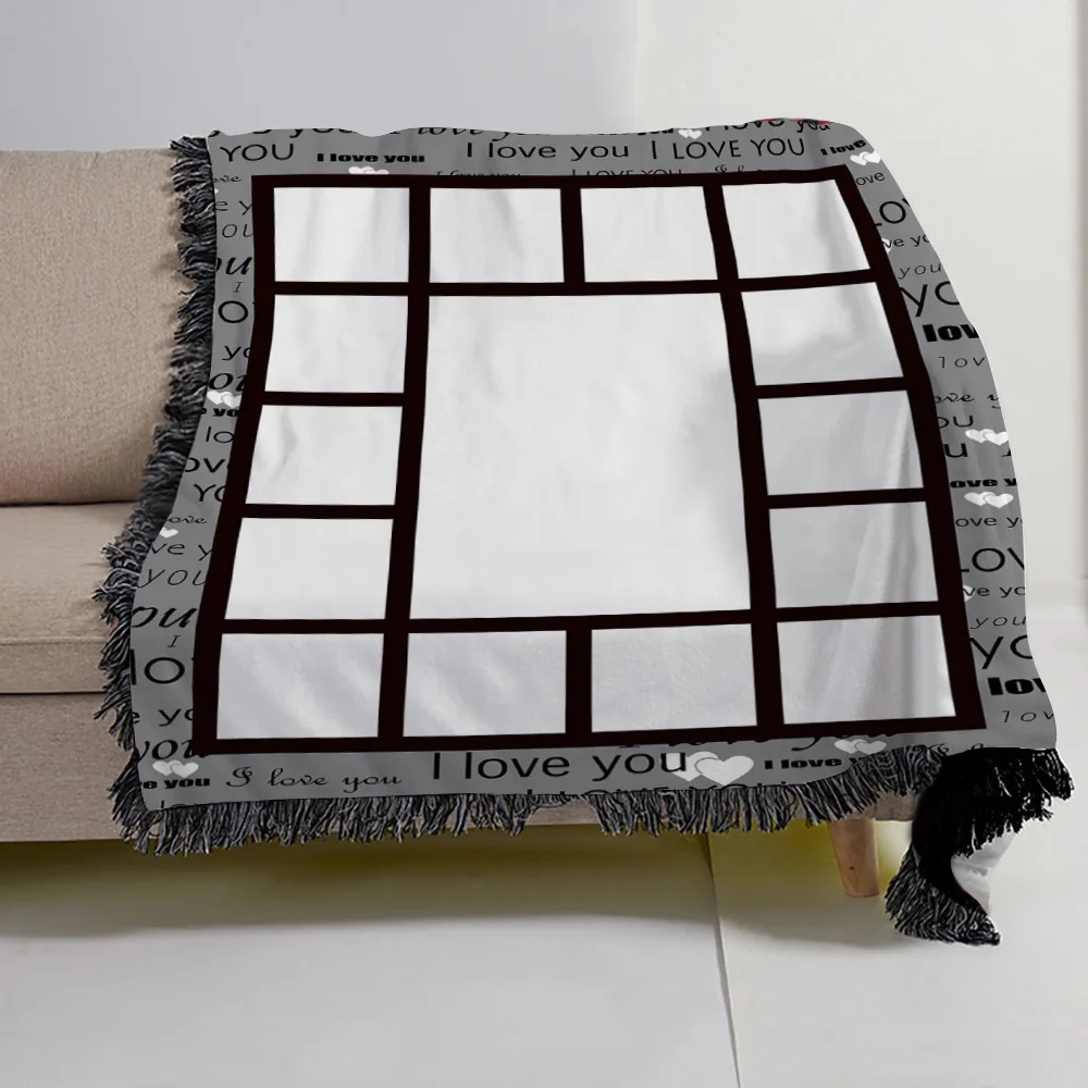 RubySub Flannel I LOVE YOU 15 Panel Sublimation Blanket Blanks Sublimation Panel Blankets with Tassel