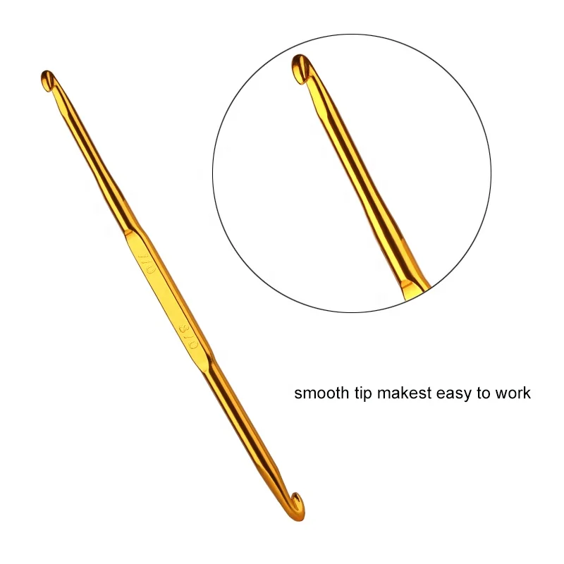 
Hot Selling SKC 10pcs/set Gold Hook Crochet Aluminum Double End Crochet Hooks Set Knitting Needles 