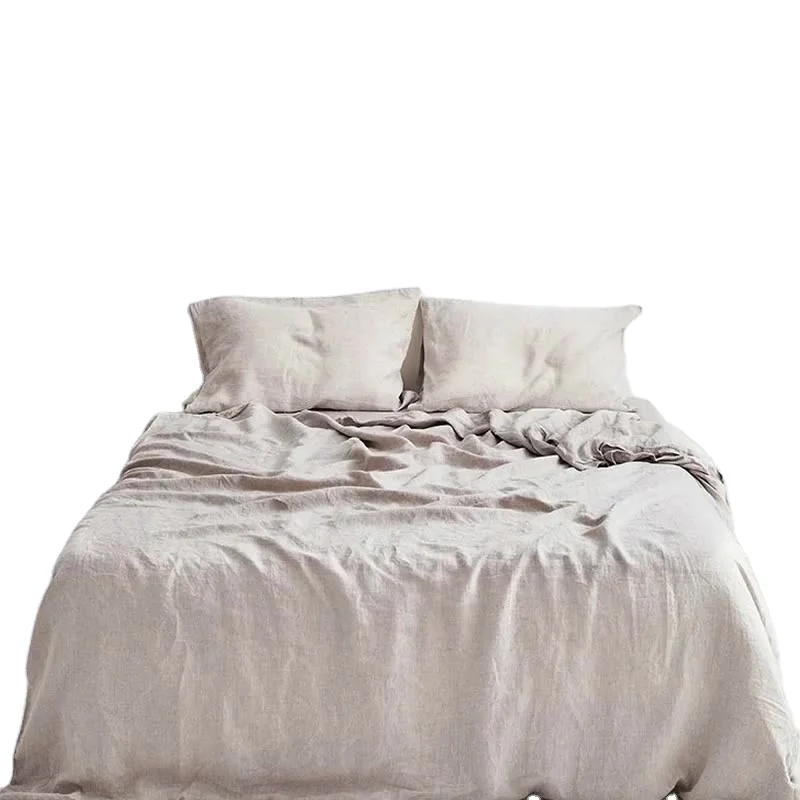 wholesale oeko-tex nature french linen 100% French Flax linen duvet cover set stone washed bedding set