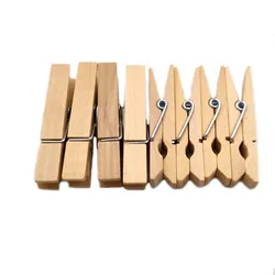 50pcs Fashional Wholesale 2.4in Natural Wood Clips Big Birch Wooden Clothes Clips