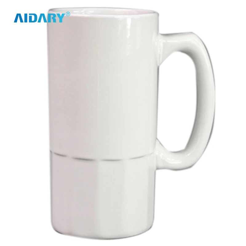 AIDARY Ceramic Large Capacity 20oz White Ceramic Beer Mug Heat Transfer Printing Blank Cup Sublimation Ready Mug
