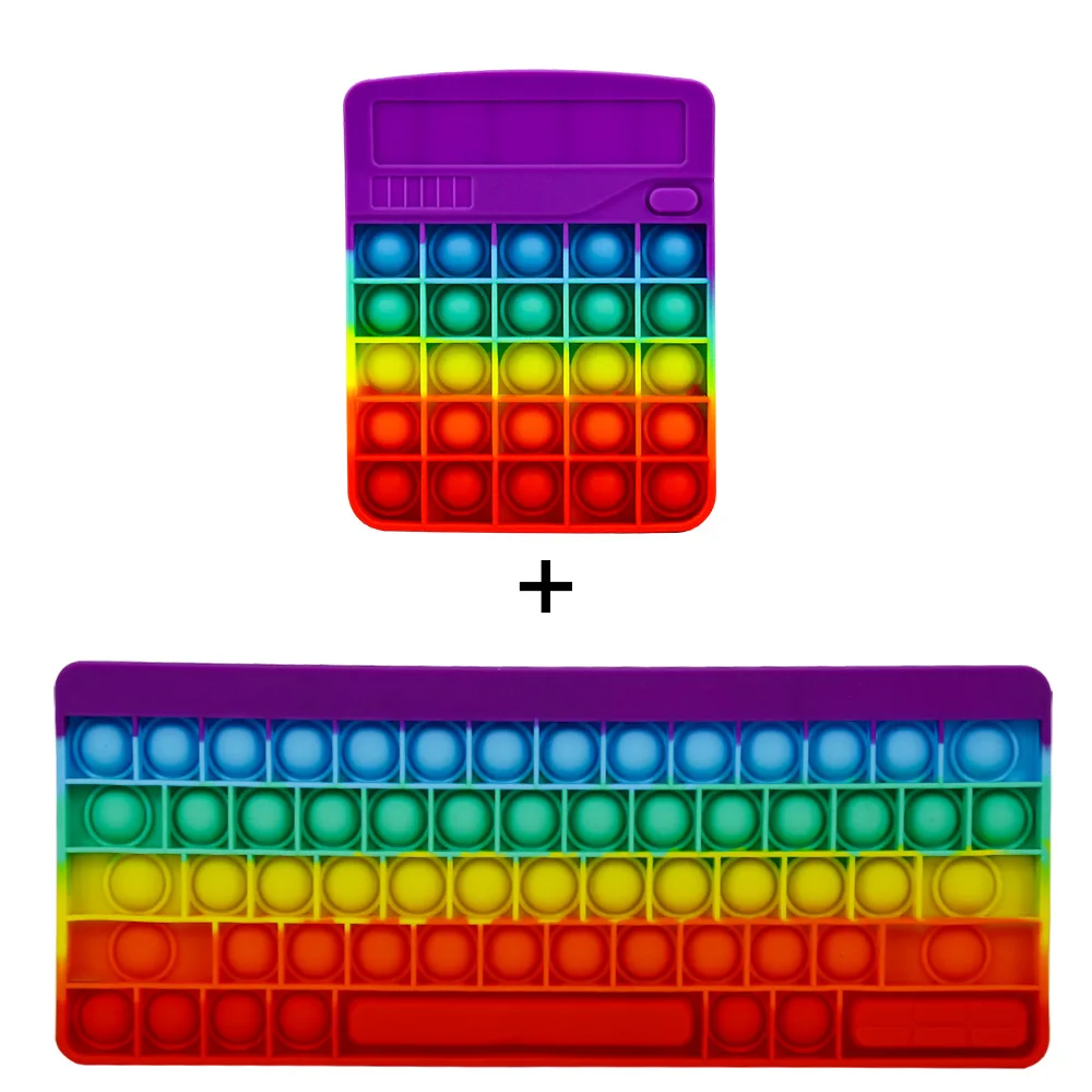 Keyboard Push Popit Bubble Calculator Fidget Sensory Toy  Stress Reliever Calculator Keyboard Pop Sets with Letters
