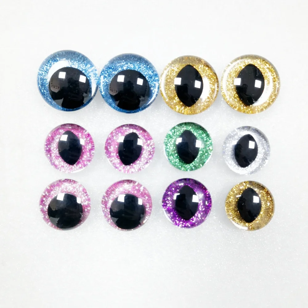 25mm 30mm 3D Glitter Safety Eye Amigurumi Off Center Pupil Crochet Plastic Safety Eyes For Soft Toys Dolls