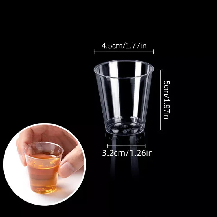 Mini Clear Plastic Disposable Party Shot Glasses 50ml PS Jelly Cups Plastic PP Mini Transparent Tasting Cup