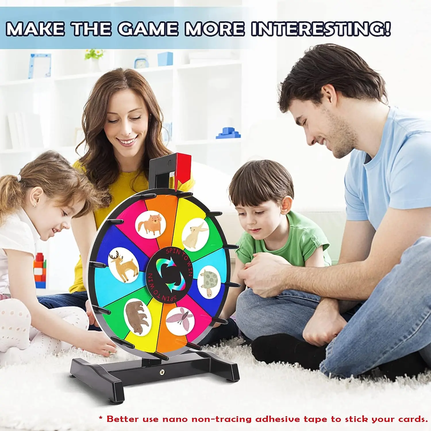 Spinning Prize Wheel Tabletop Color 14 Slots Spinning Wheel  Editable Carnival Fortune Spin to Win Casino Trade Show