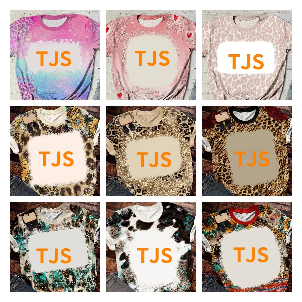 TJS Wholesale 42 Options Polyester T Shirt Sublimation Tie Dye T Shirts For Sublimation Print Pattern