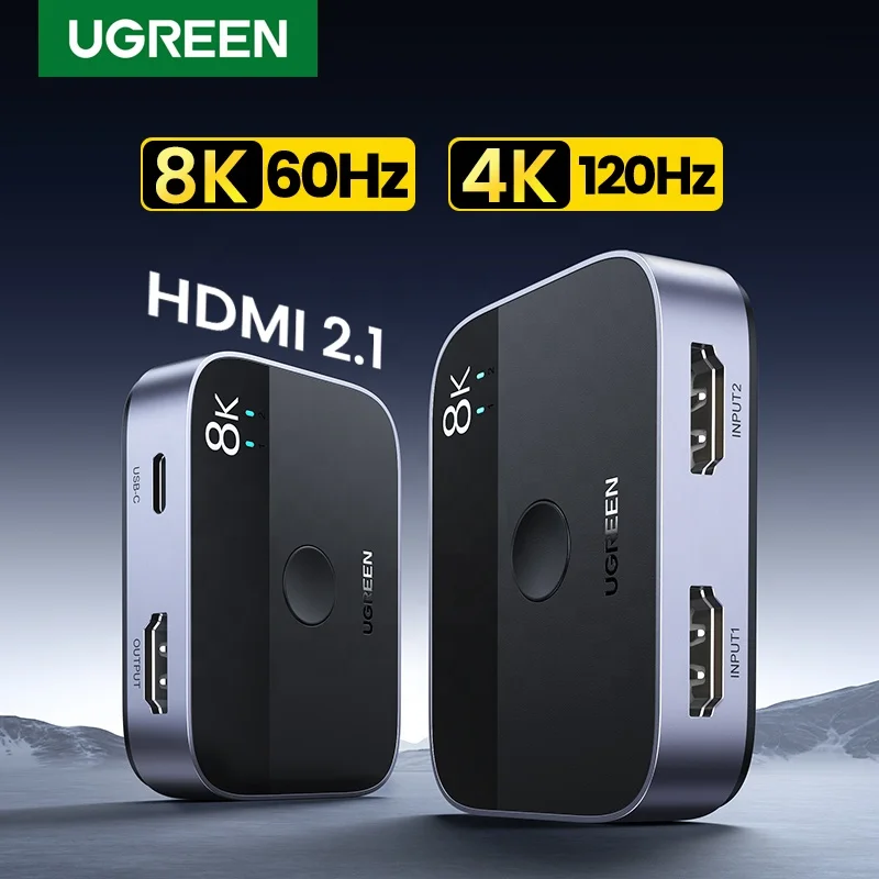 HDMI-сплиттер UGREEN, 8K, 60 Гц, 4K, 120 Гц, 2 в 1, для ТВ, Xiaomi, Xbox, SeriesX, PS5/4, HDMI-кабель, монитор, проектор HDMI 2,1
