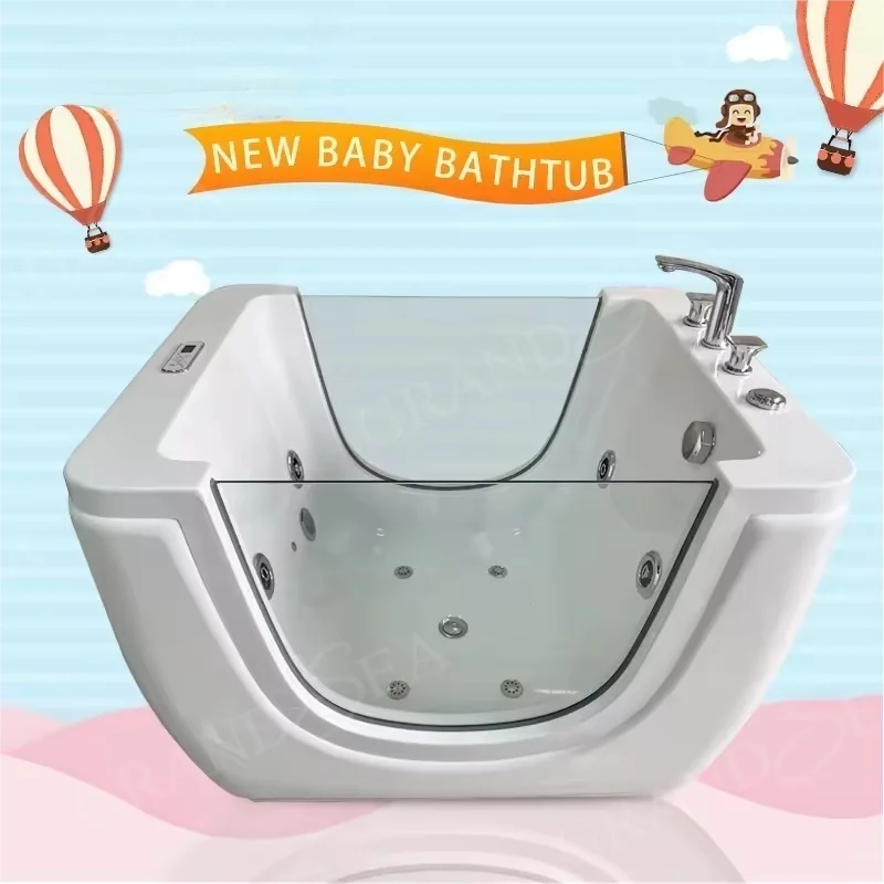 Freestanding Baby Ozone Hydrotherapy Whirlpool Bathtub with Temperature Sensor Multifunctional Massage Baby Bathtub