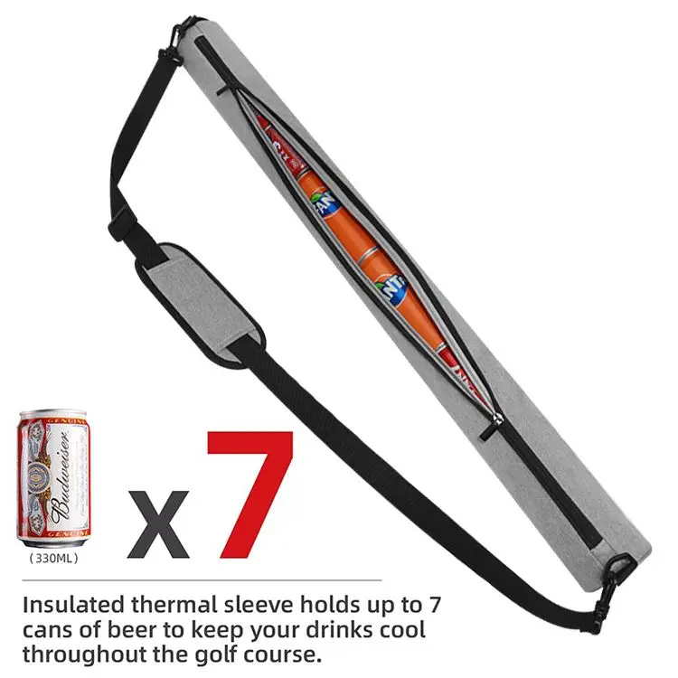 Long Shape Beer 7 Can Holder Insulated Cooler Sleeve Men Hiking Travel Outdoor Shoulder Strap Sling Golf Cooler Bag