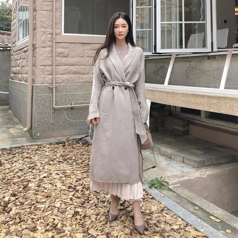 Ladies Lapel Windbreaker Long Spring Parka Coat Trench Outwear Work Jacket For Women